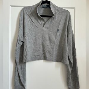 reworked cropped ralph lauren polo - grey